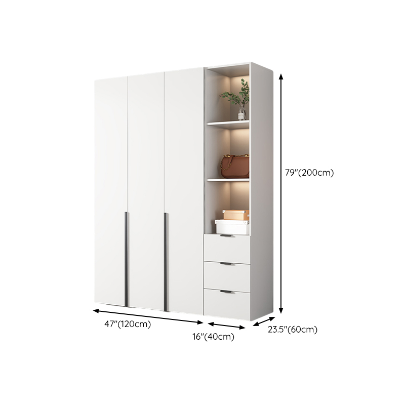 White Wood Wardrobe Armoire with Hinged Doors and Shelves Included - image 23