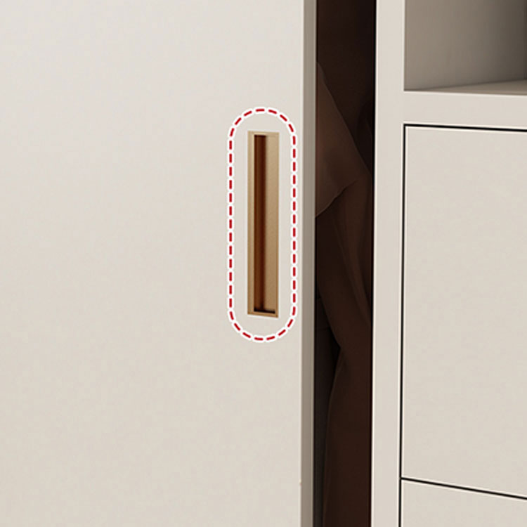 Modern White Wood Wardrobe Armoire with Sliding Doors and Soft Close Drawers - image 7