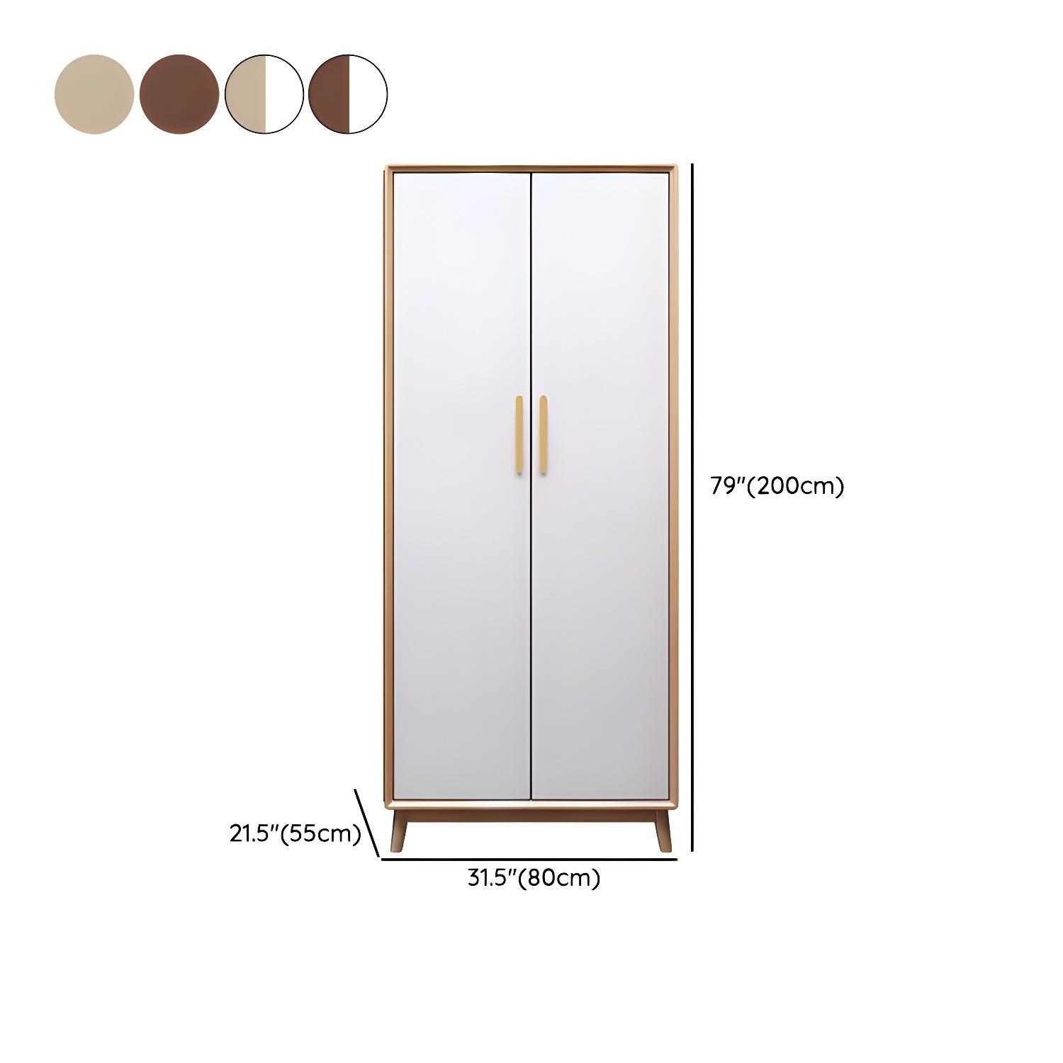 Scandinavian Natural Wood Wardrobe with Clothing Rod and Shelves for Bedroom - image 17