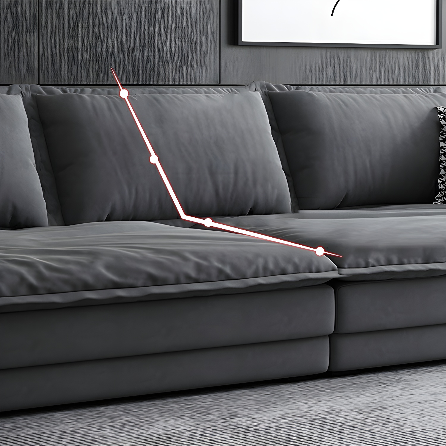 Modern Gray Abrasive Cloth Upholstered Stationary Sectional Sofa with Wood Frame - image 9