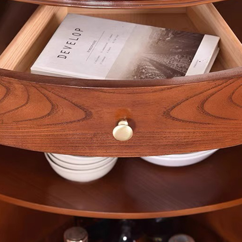 Corner Accent Cabinet with Storage Drawer, Closet, Glazed Door, Cabinet Knobs, Brown Top, and LED Lighting - image 7