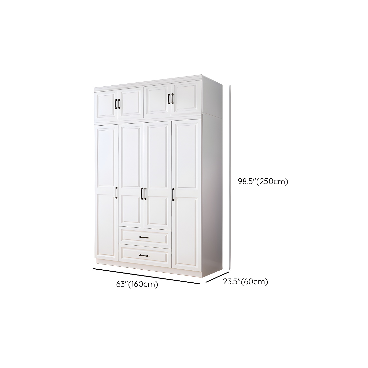 Modern White Wood Wardrobe Armoire with Soft-Close Drawers and Clothing Rod - image 16