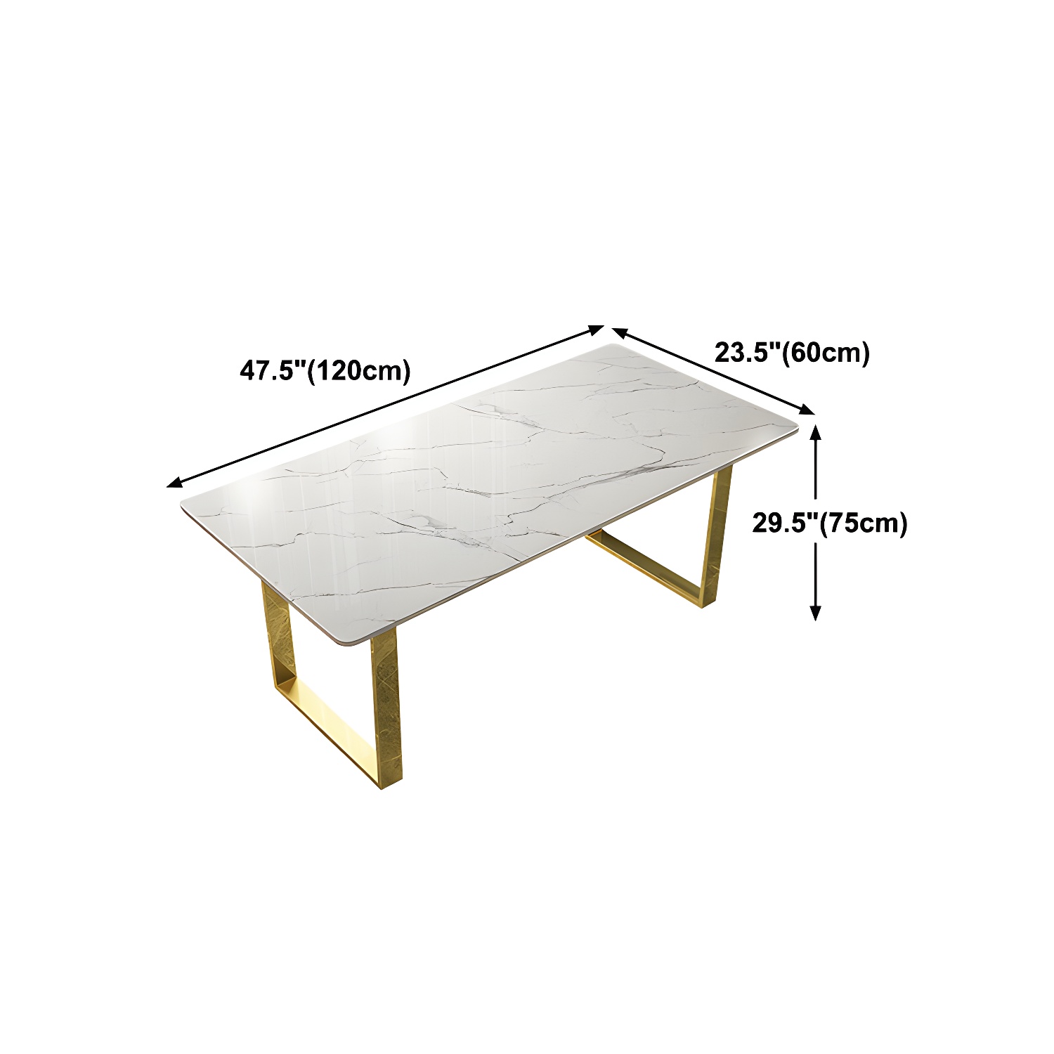 Marble Top Dining Table Modern Rectangle Dining Table with Sled Base - image 12