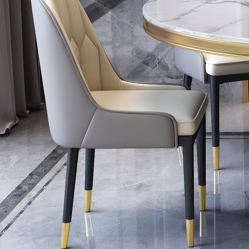 Circular Slate Dining Table Set with Pedestal Base, Upholstered Swivel Chairs, and Upholstered Back - image 9