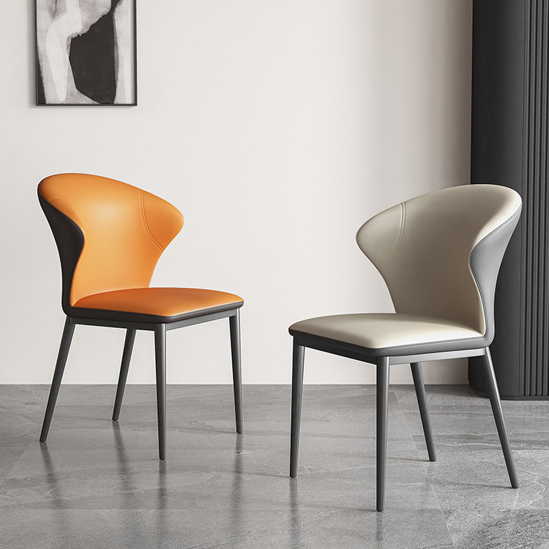 Modish Side Chair with Wing Chair Back, Padded Upholstery, Midnight Black Metal Legs - image 12