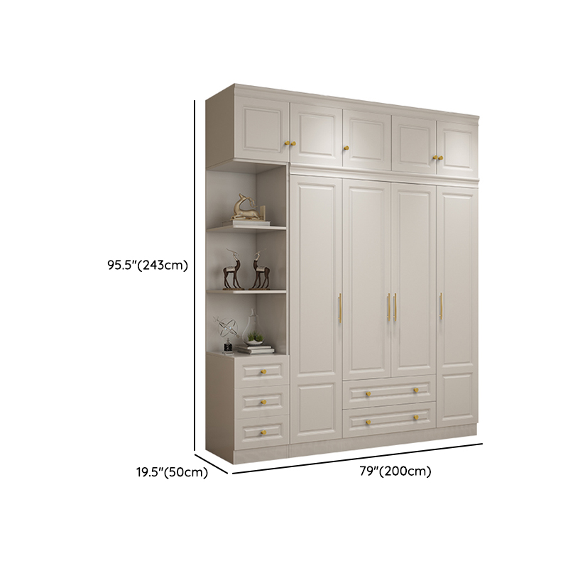 White Minimalist Lumber Wardrobe Closet with Soft Close Drawer, Soft Close Door, Interior Shelves, and Clothing Rod - image 26