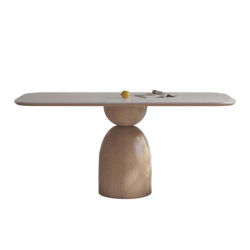 Modern Dining Table Set with Chalk Slate Tabletop, Four Legs and Upholstered Back Cushion Chair for Seats 6/for 4 - image 5