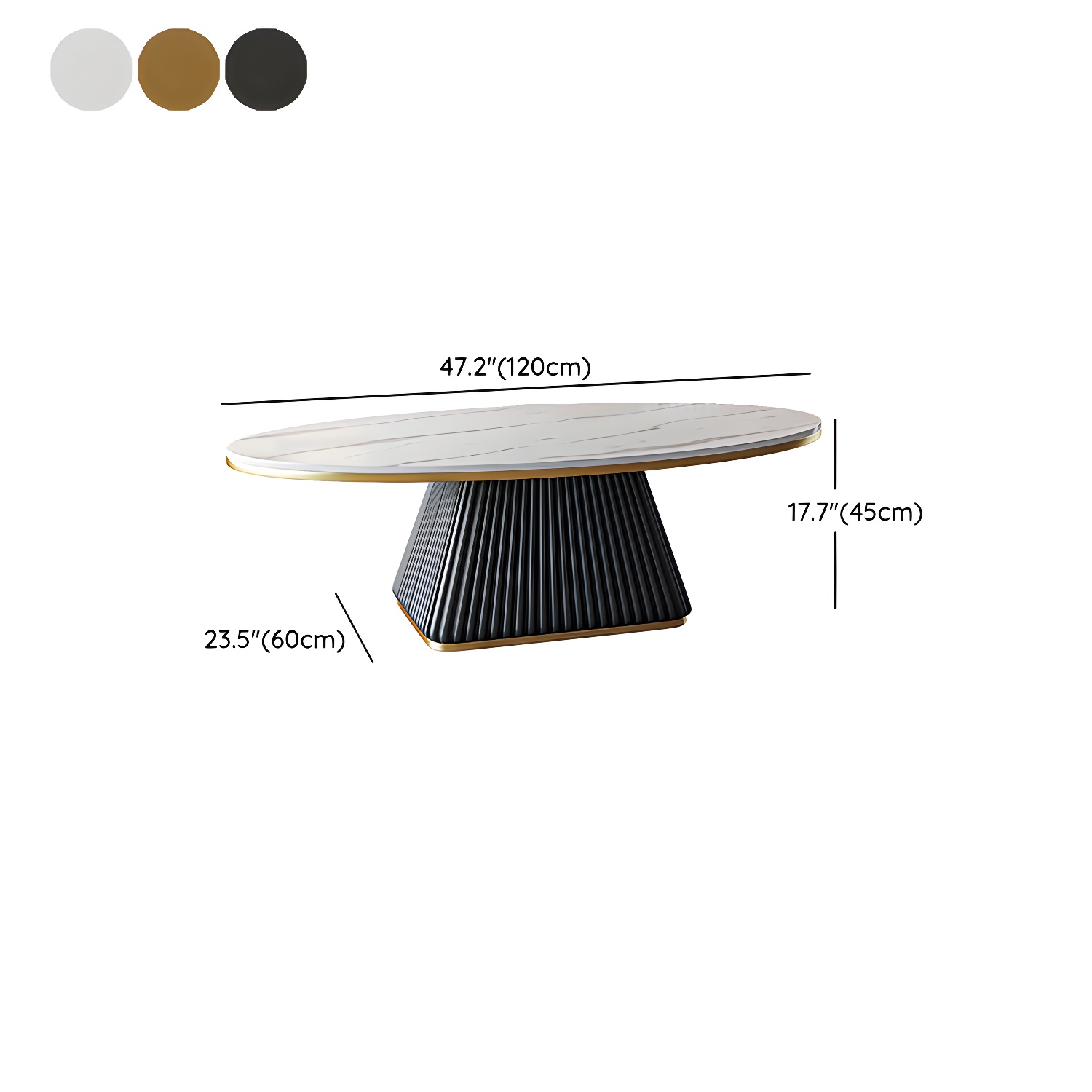 Glam Single Coffee Table Oval Pedestal Coffee Cocktail Table - image 22