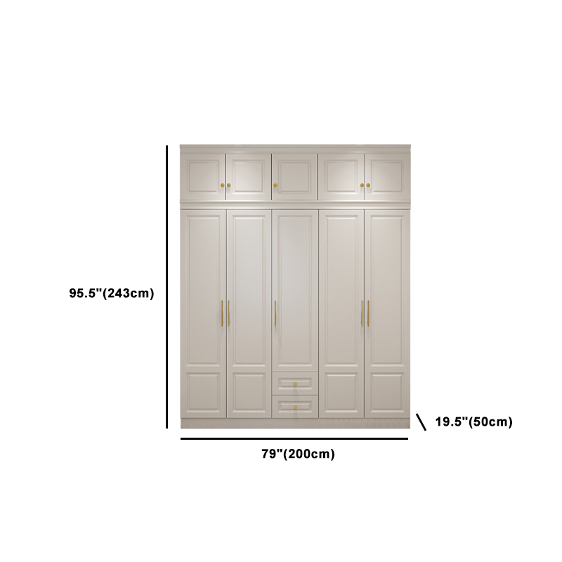 Art Deco Chalk Manufactured Wood Free Standing Interior Shelves Wardrobe with Soft Close Drawer and Hanging Rod - image 20