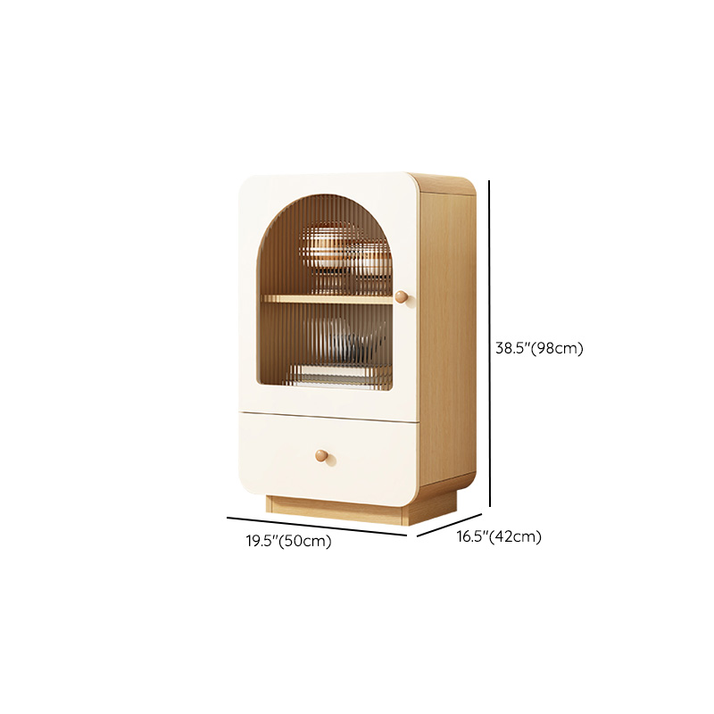 Modern White Lumber Narrow Sideboard with Single Drawer, 4 Shelves/Three Internal Shelves/Two Internal Shelves, Glass-panel Door - image 20