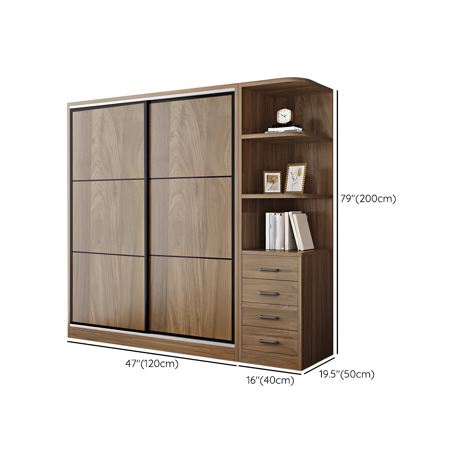 Modern Style Freestanding Wardrobe Pine Wood Wardrobe with Drawer - image 15