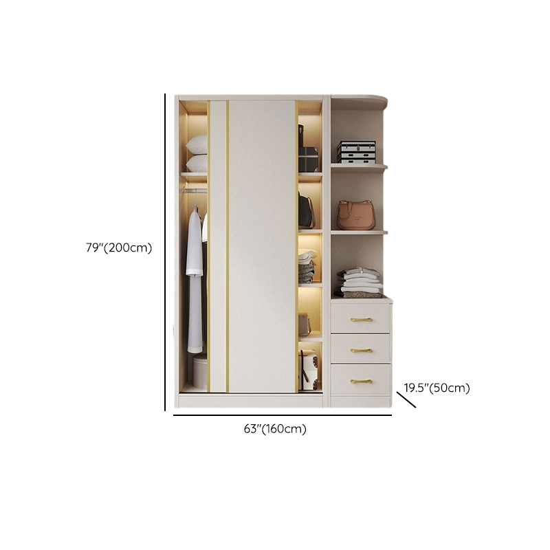 Attractive Modern White Wardrobe Armoire with Clothing Rod & Shelves - image 11