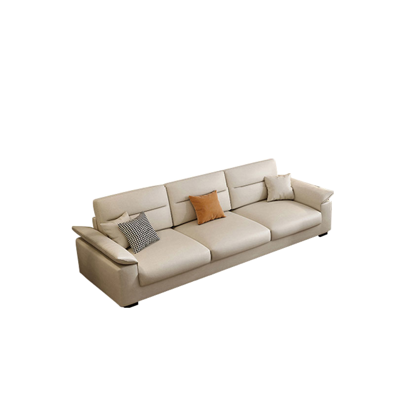 Straight Tear Resistant Sofa with Cushion Back in Ivory, Seats 4/3 Person, Horizontal Orientation, and Recessed Arm - image 4
