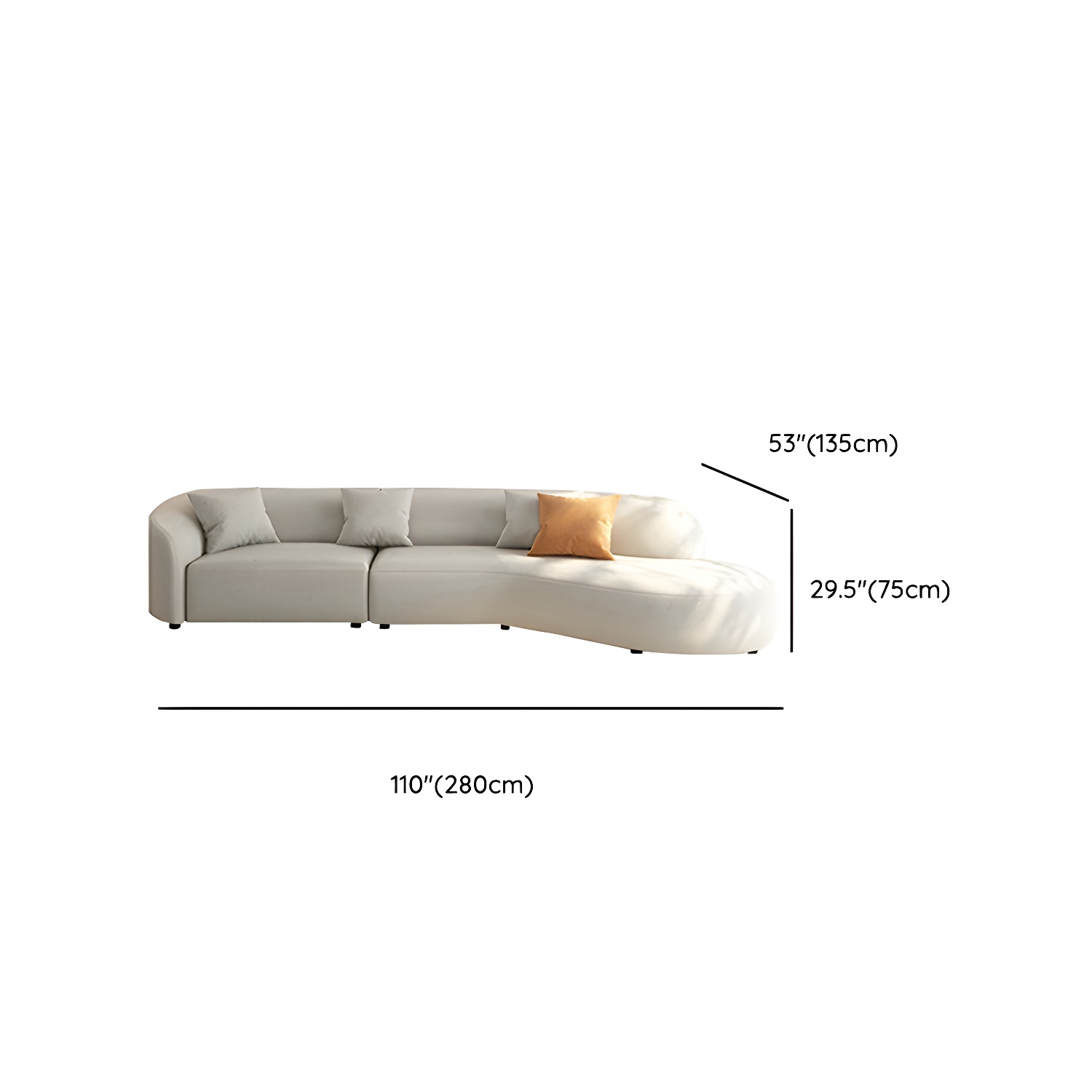 Modern Beige Tech Cloth Stationary Sectional Sofa with Wood Frame and Flared Arms - image 17