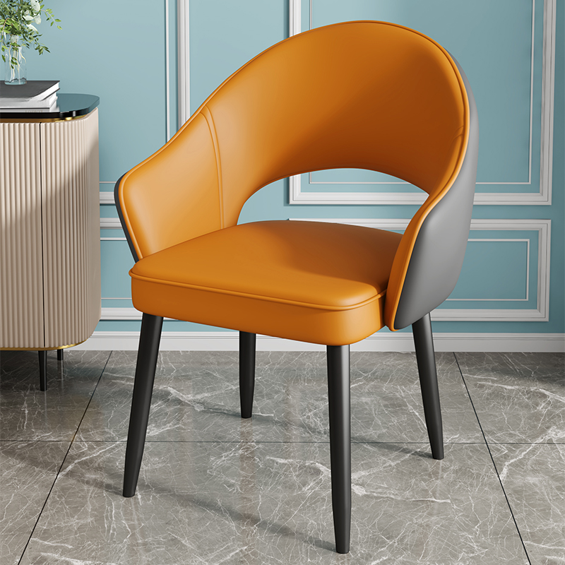 Modish Arm Chair with Ventilated Back, Padded Upholstery, Arms, and Steel Legs - image 6