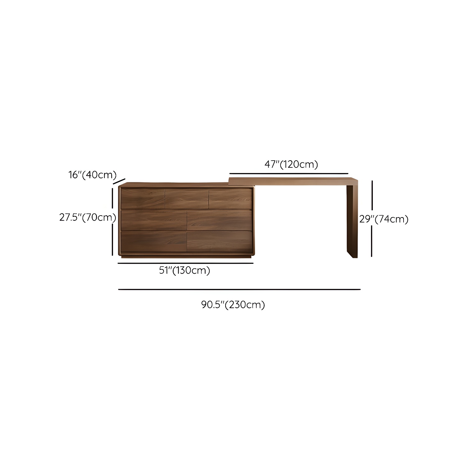 Modern Brown Wood Makeup Vanity with Drawers & Soft Close Drawer Glides - image 13