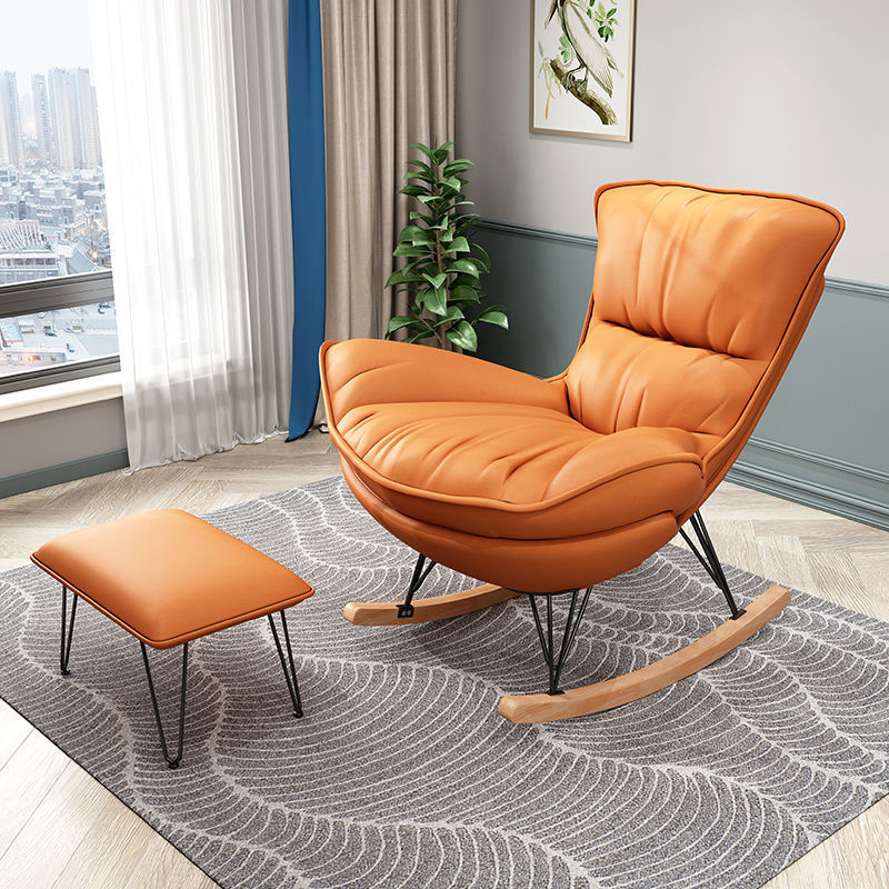 Indulgent Modern Upholstered Rocking Chair with Ottoman Perfect for Relaxation in Natural Wood Tone - image 6