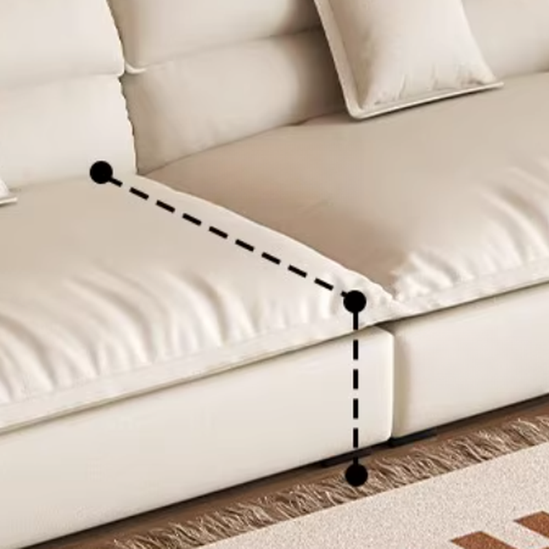 Modern Solid Color Scratch-defiant Standard Sofa in Light Gray/Taupe/Citrus Color, 3-seater with 2 Pillows - image 14