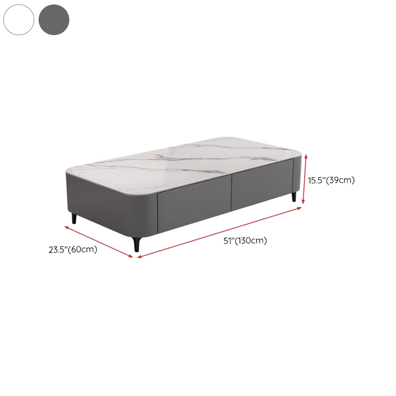 Four Leg Non-Upholstered Modern Metal Coffee Table with Storage and Drawers Standard Size - image 13