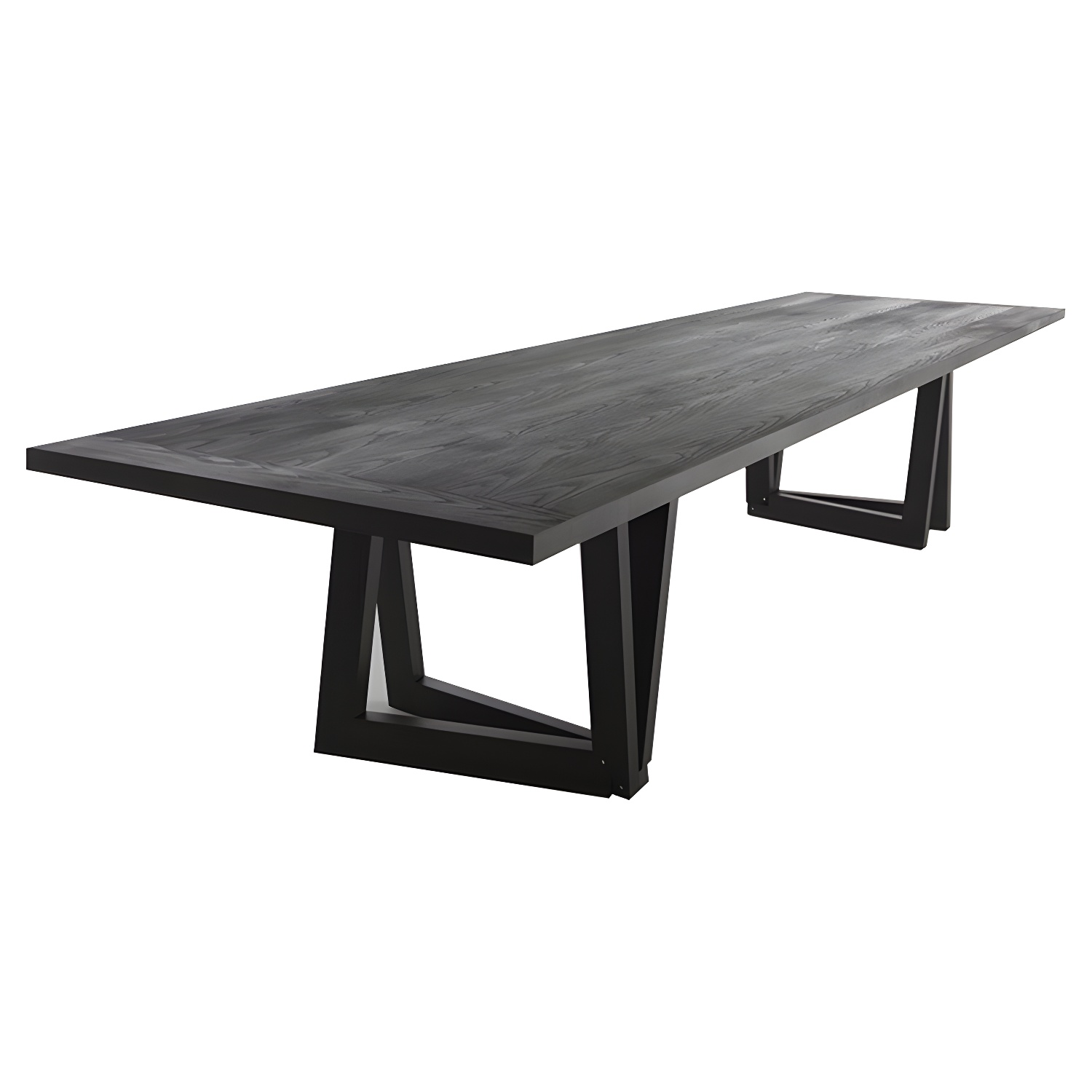 Industrial Solid Wooden Table Restaurant Rectangle Dining Table with Double Pedestal Base - image 5