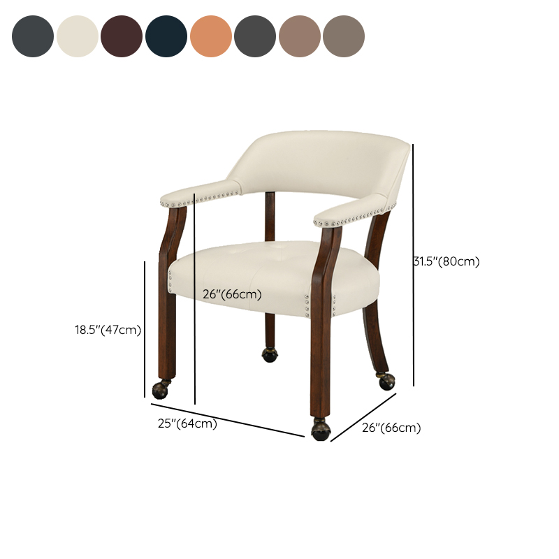 Sturdy Dining Room Arm Chair with Rollers, Decorative Nailhead, and Outlined Frame - image 19