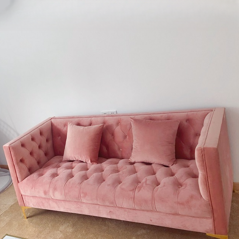 Button-tufted Straight/L-Shape Horizontal/Left Hand Facing Sofa Chaise/Sofa Couch in Rose with Tufted Back - image 4