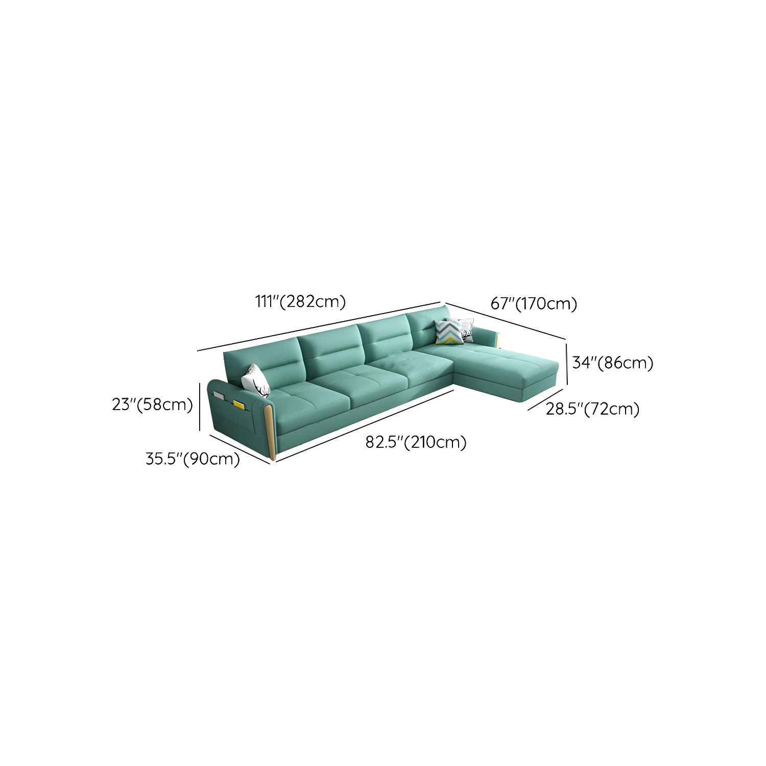 Grey Green Sectional Sofa with Under Seat Storage for Home and Room - image 20