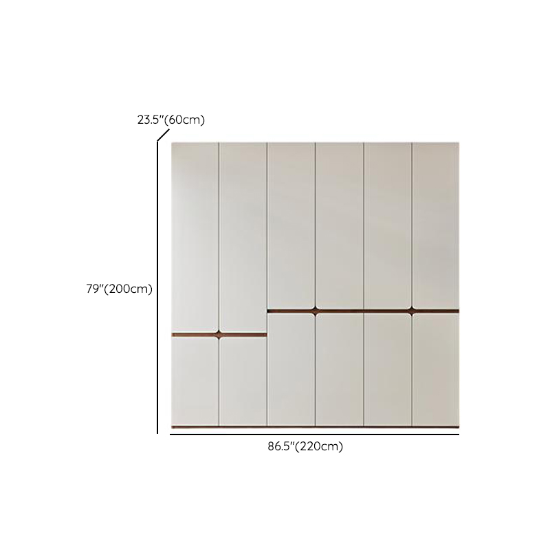 White Minimalist Manufactured Wood Wardrobe Closet with Soft Close Drawer, Soft Close Door, Interior Shelves, and Clothing Rod - image 9