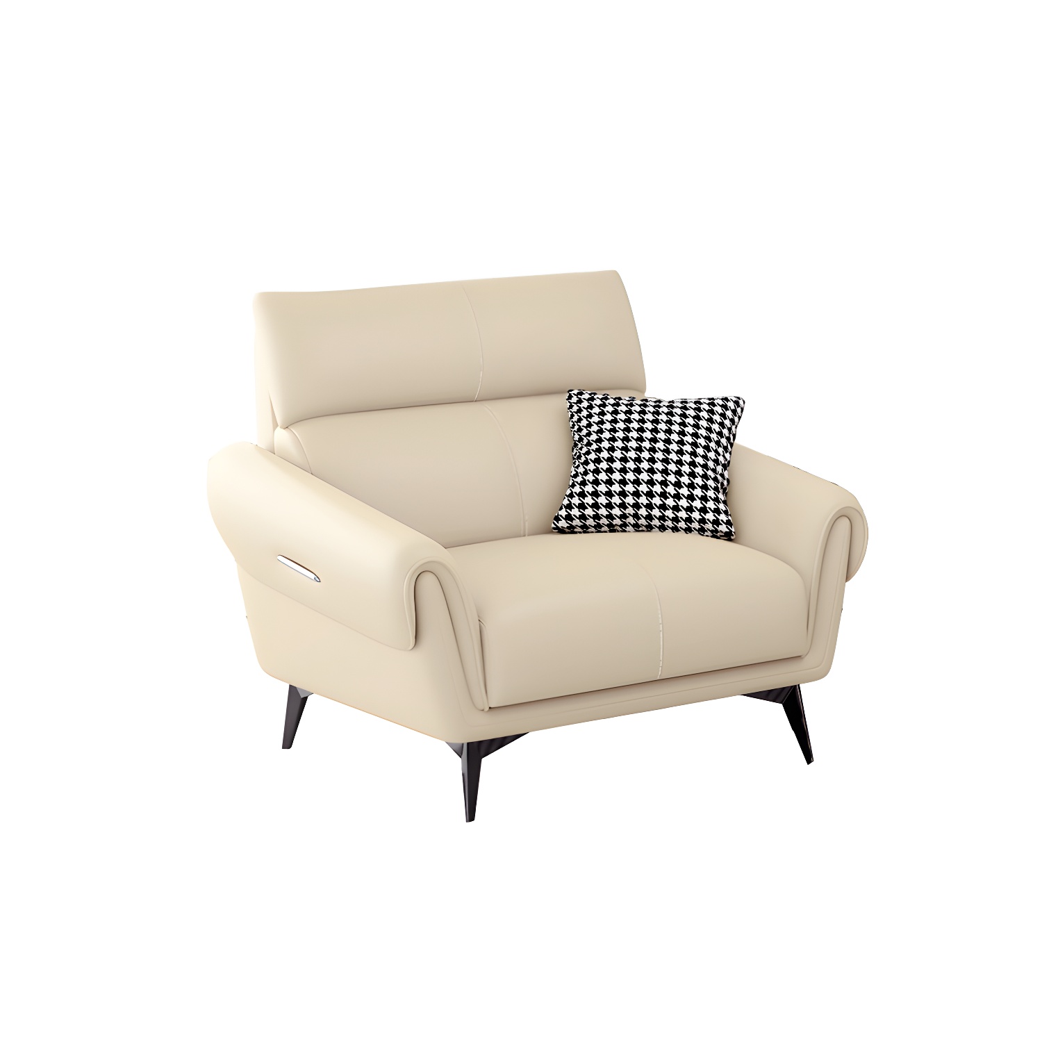 Faux Leather Flared Arm Sofa in Beige of 37.4" H with Cushions - image 5