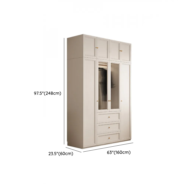 White Minimalist Laminate Wardrobe Closet with 3-Drawer, Soft Close Door, Interior Shelves, and Clothing Rod - image 23