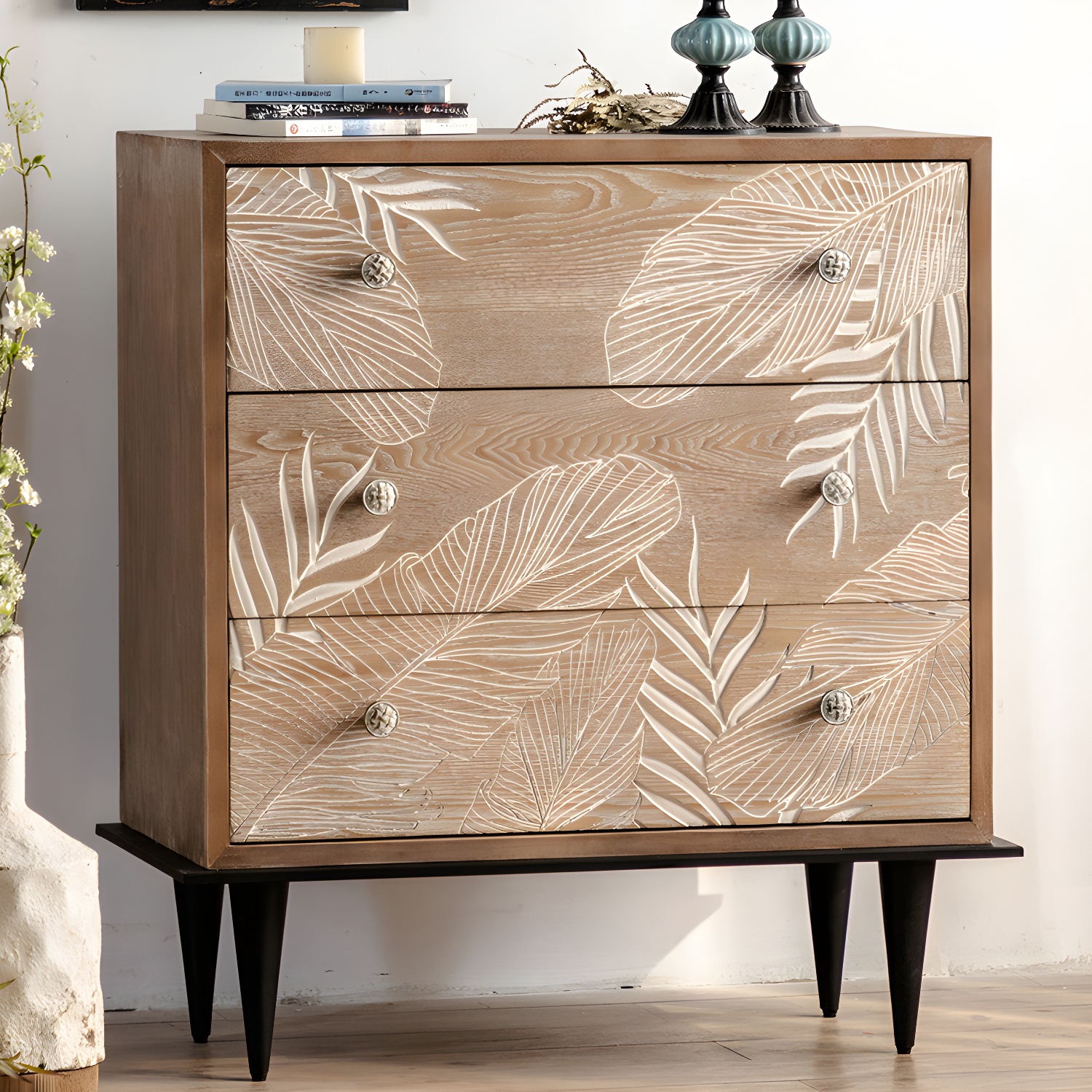 Modern Standard Storage Cabinet Solid Wood Cabinet with Drawer - image 12
