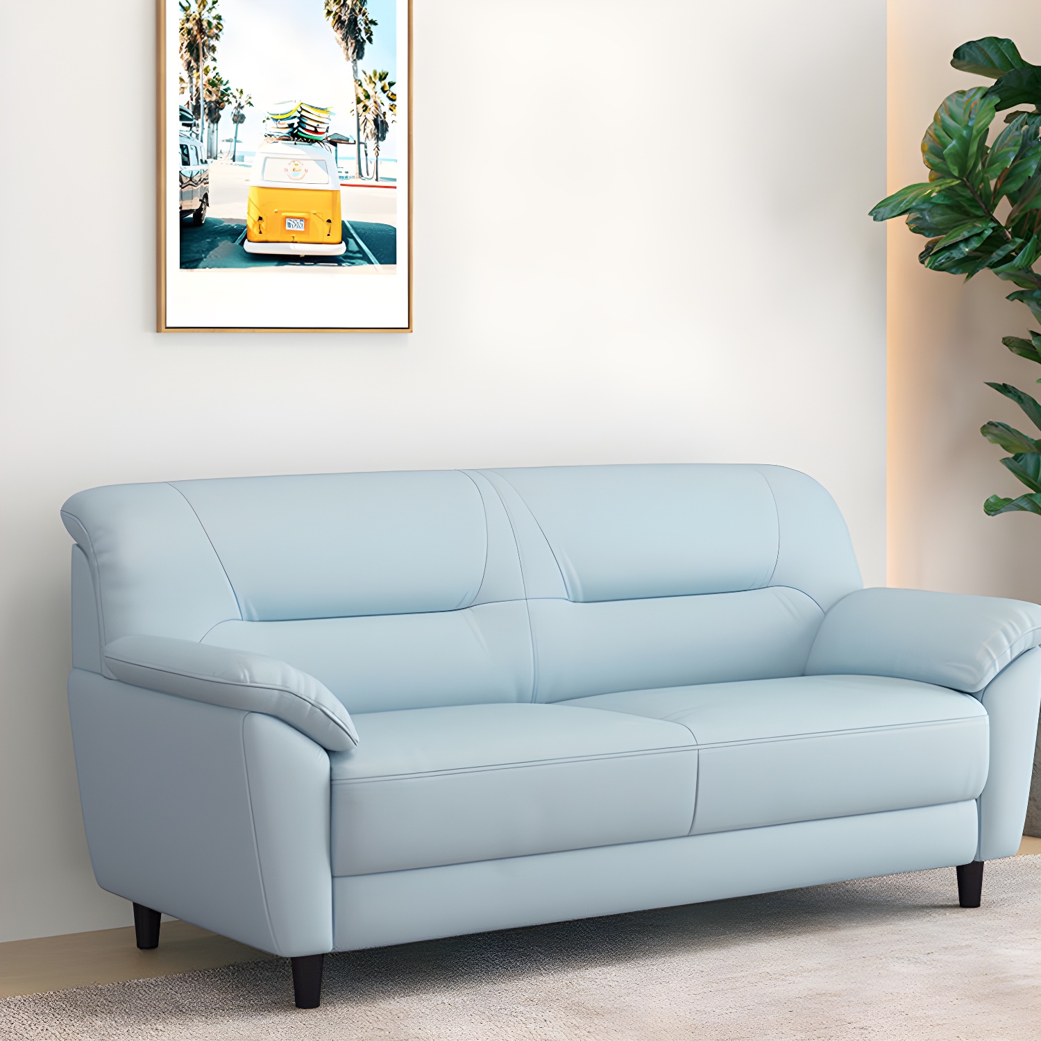 Leather Modern 2/3-seat Pillow Top Arm Sofa 70.87"/55.12" W Sewn Pillow Back Sofa - image 9