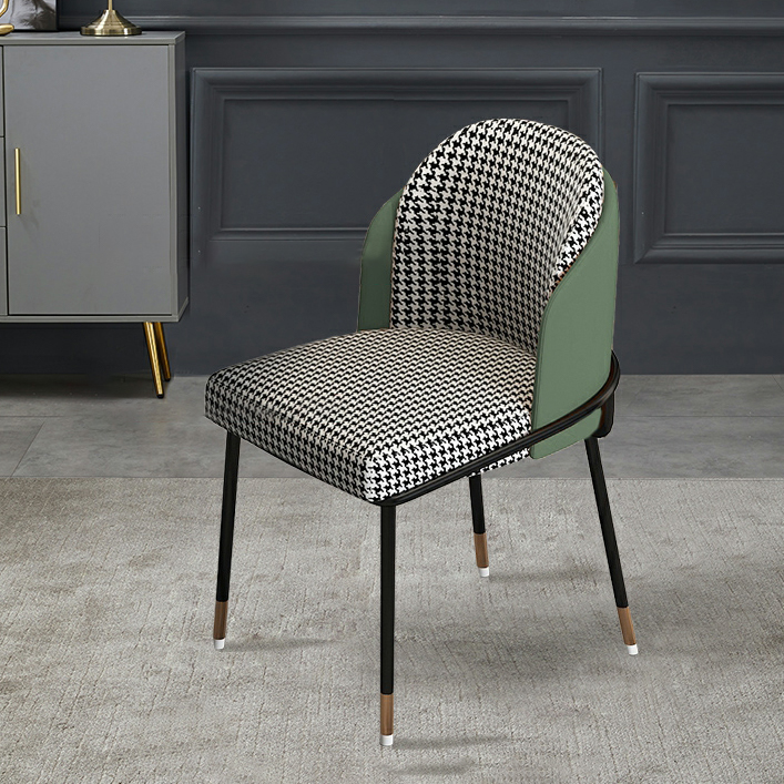 Glam Low-Back Upholstered Chair with Sleek Black Metal Legs for Kitchen & Dining - image 7