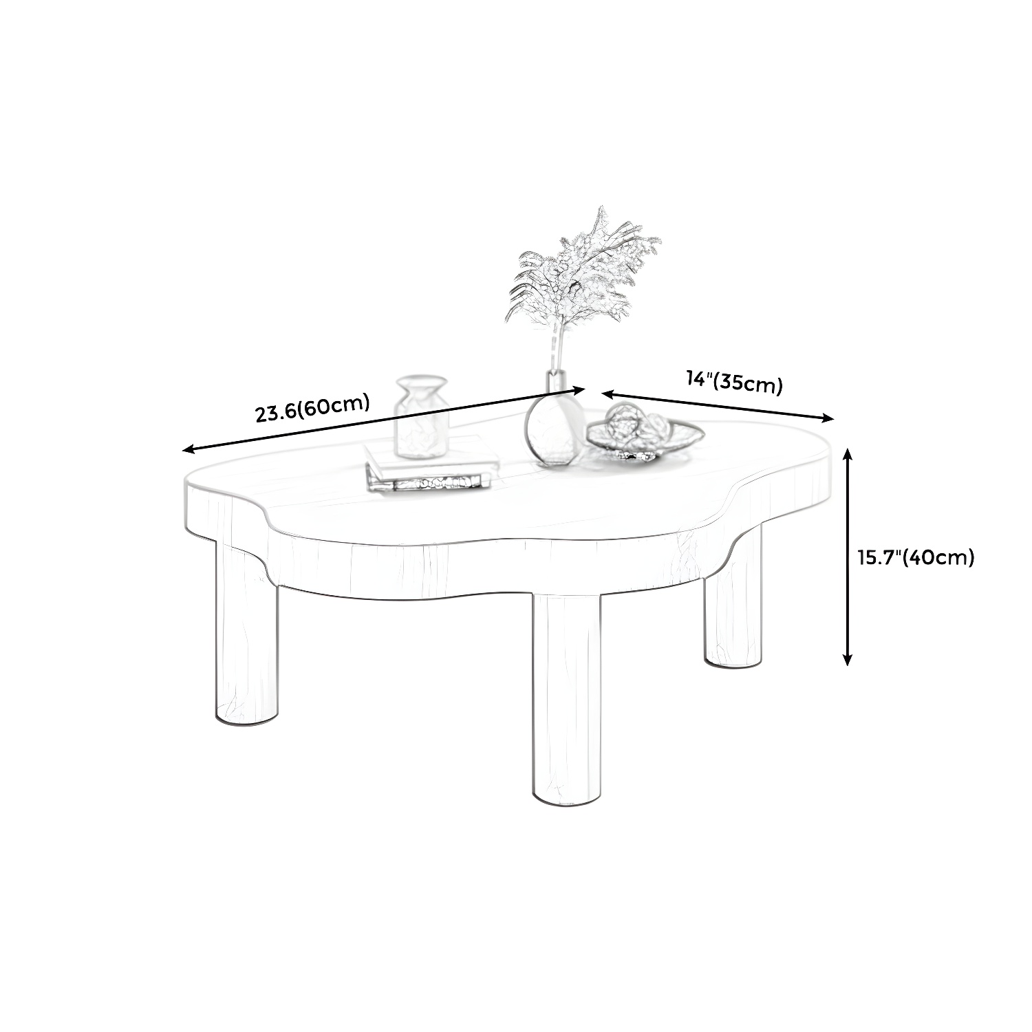 Contemporary 3 Legs Coffee Table Wood Cloud Shaped Cocktail Table - image 13