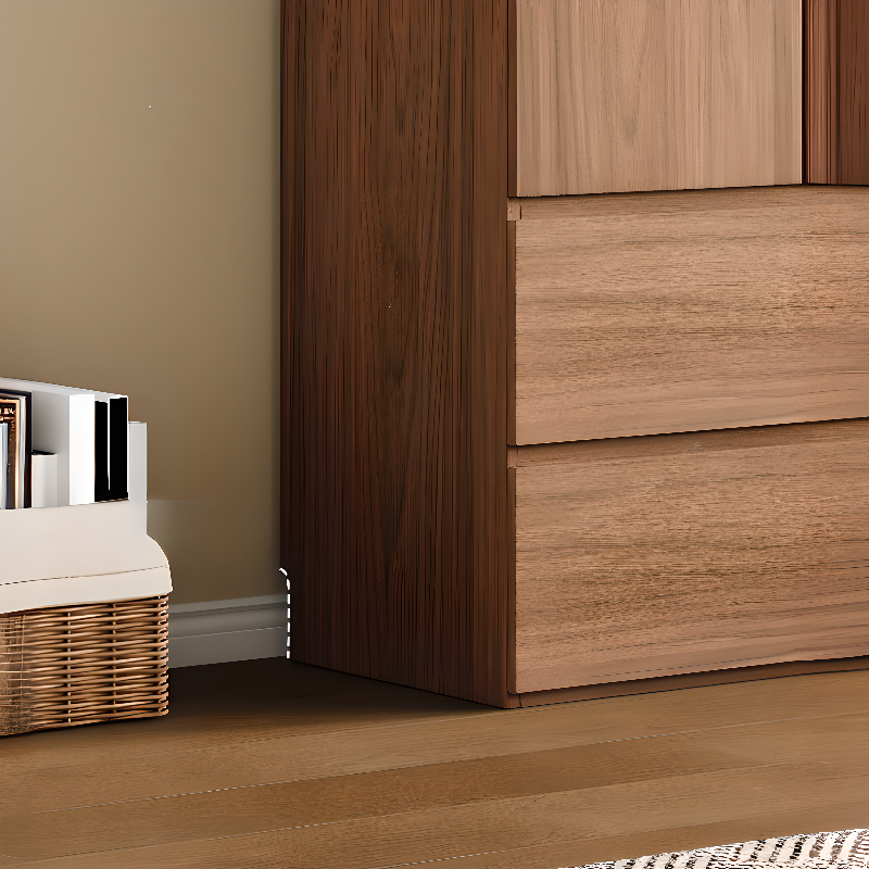 Cocoa Minimalist Natural Wood Wardrobe Closet with Soft Close Drawer, Soft Close Door, Interior Shelves, and Clothing Rod - image 5