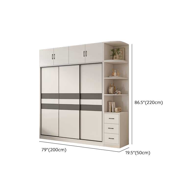Chalk Nordic Timber Wardrobe with 3 Drawers, Self-supporting Design, Soft Close Door, and Clothing Rod - image 35