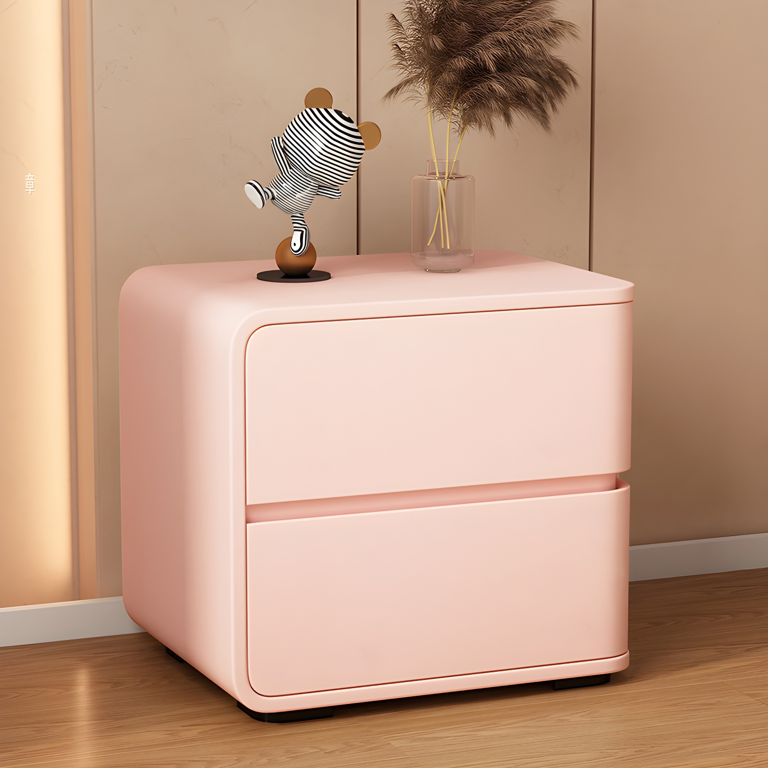 Contemporary Bed Nightstand Solid Wood Bedside Cabinet with 2 Drawers - image 7