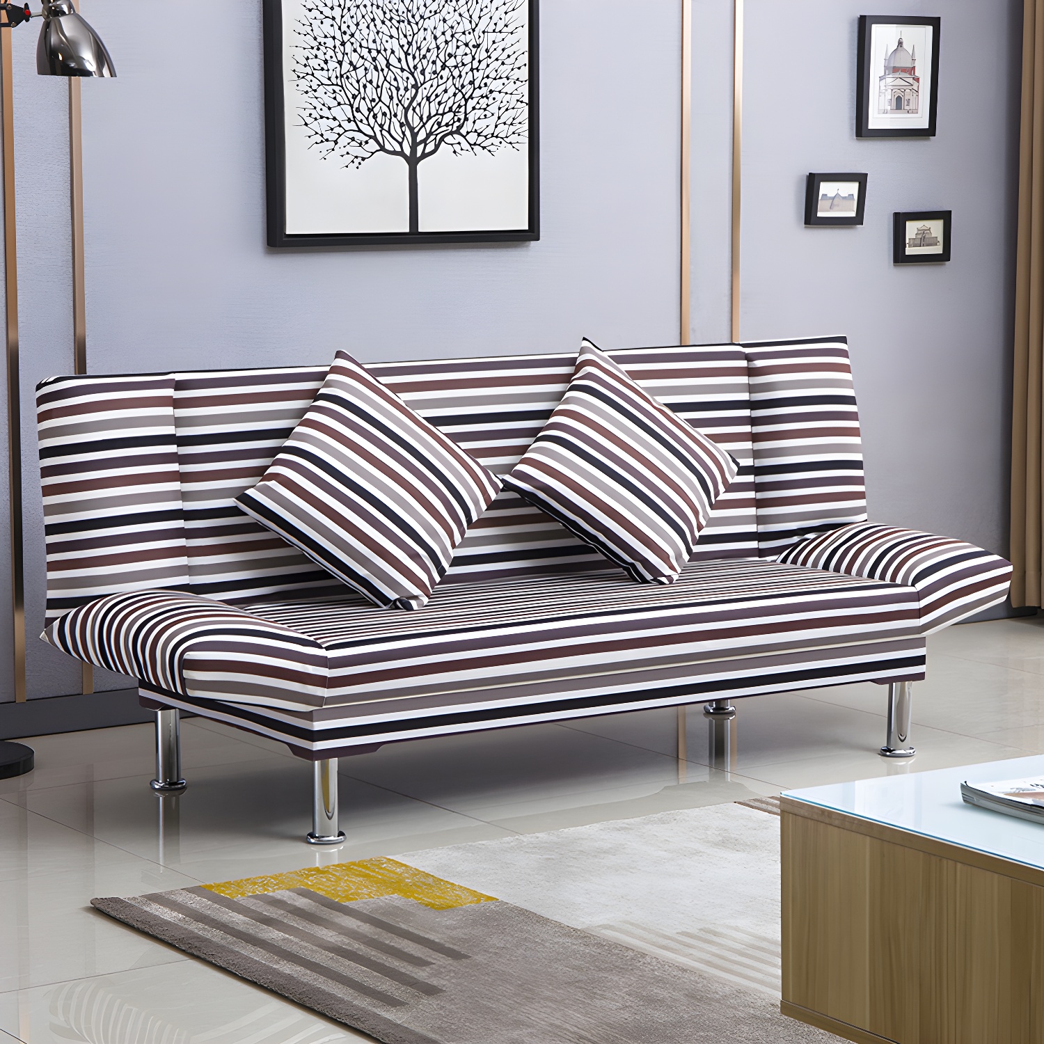 Silver Transitional Modern Tight Back Sofa Bed 29.53"High Armless Sofa Bed - image 45