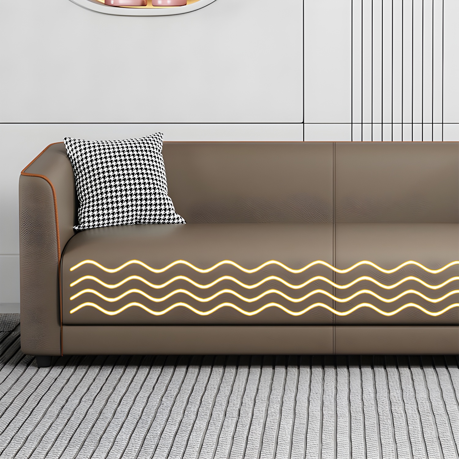 Tuxedo Arm Sofa with Tight Back 25.98" High Contemporary Faux Leather - image 16
