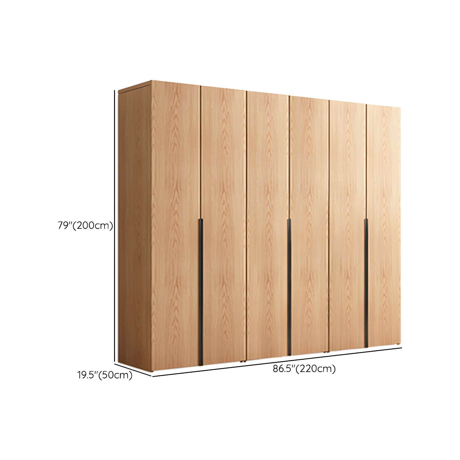 Contemporary Freestanding Natural Wardrobe Oak Solid Wood Wardrobe with Shelves - image 19
