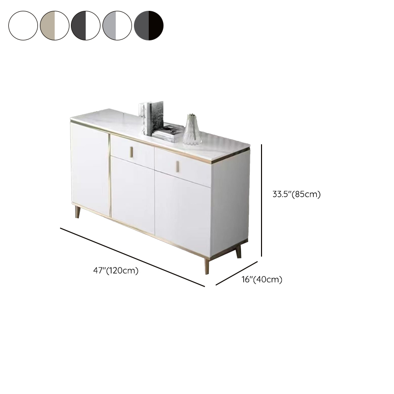 Art Deco Sideboard with 2 Drawers, Narrow/Standard Size, 3 Shelves, Sintered Stone Countertop, 4/3 Doors, Self-supporting - image 10