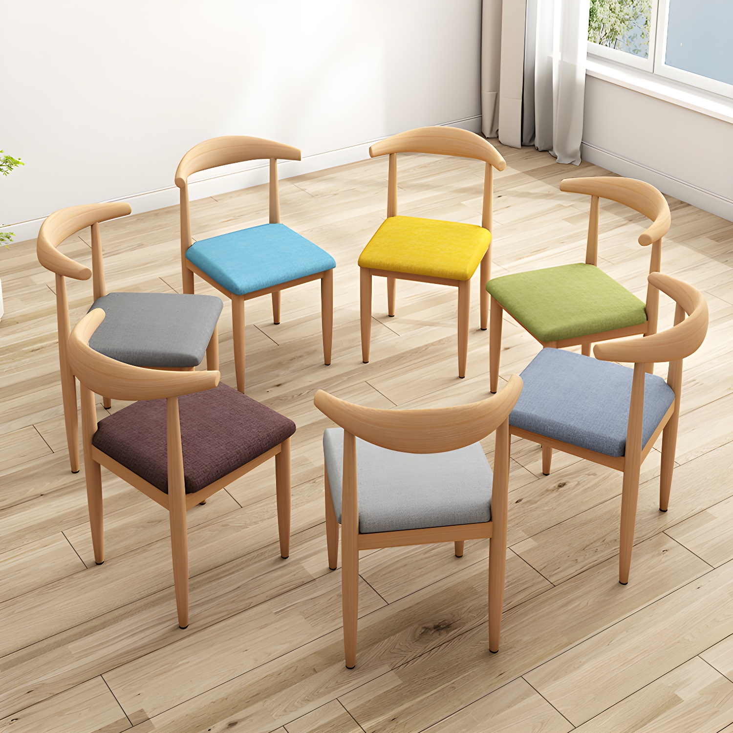 Modern Kitchen Dining Chairs Open Back Dining Chair with Metal Base - image 20