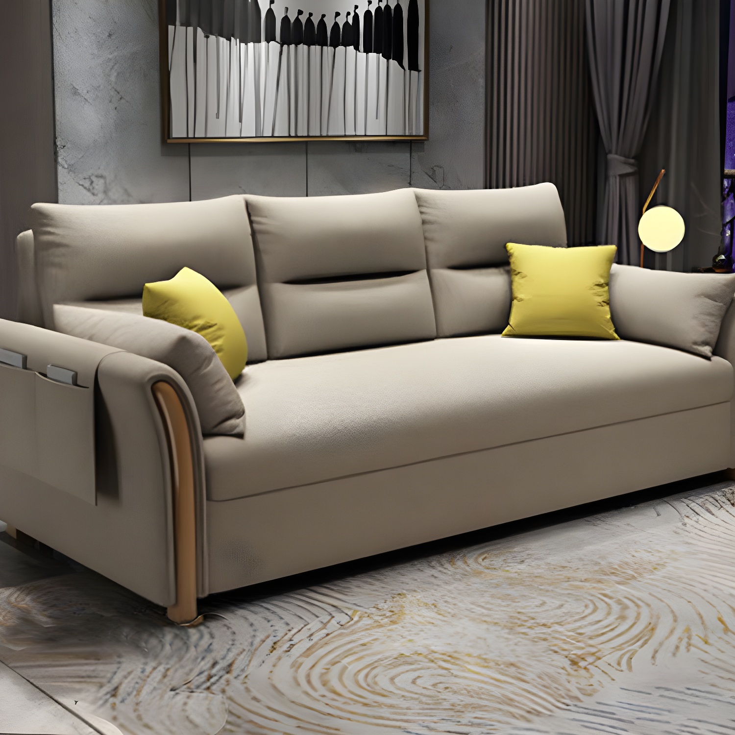Fabric Sofa Bed Settee Furniture Flared Arm Latex Filled Sofa - image 5