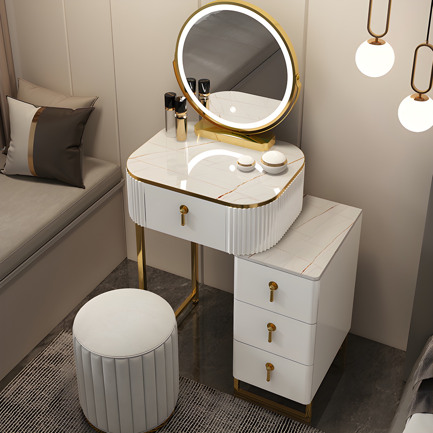 Contemporary Makeup Vanity Desk Table 29.9" H Bedroom Makeup Counter - image 3