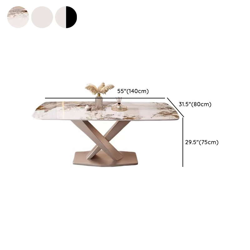 Modern Rectangle Slate Dining Table Set with Pedestal Base and Fixed Mechanism - image 9