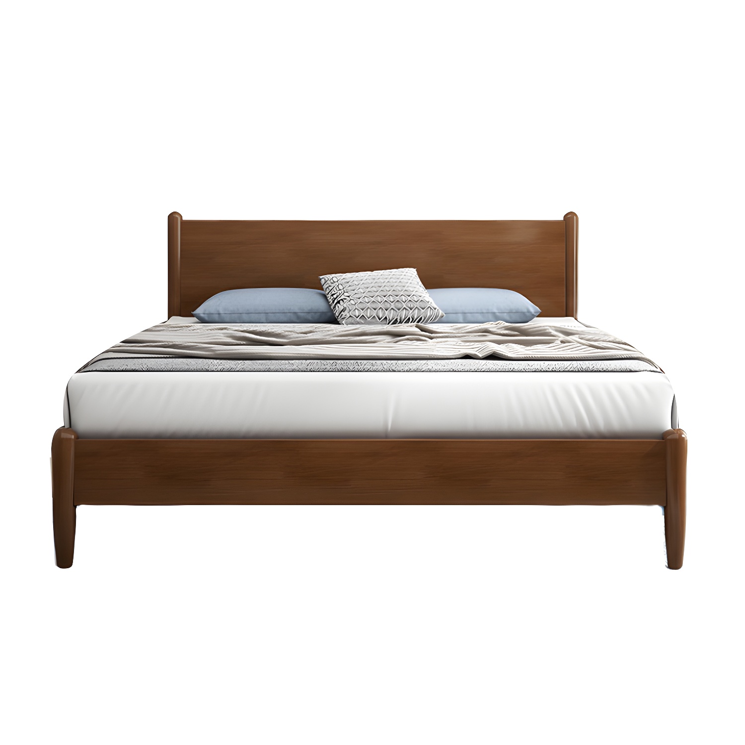 Northern European Solid Wood Bed Frame Mattress Included Panel Bed with Headboard