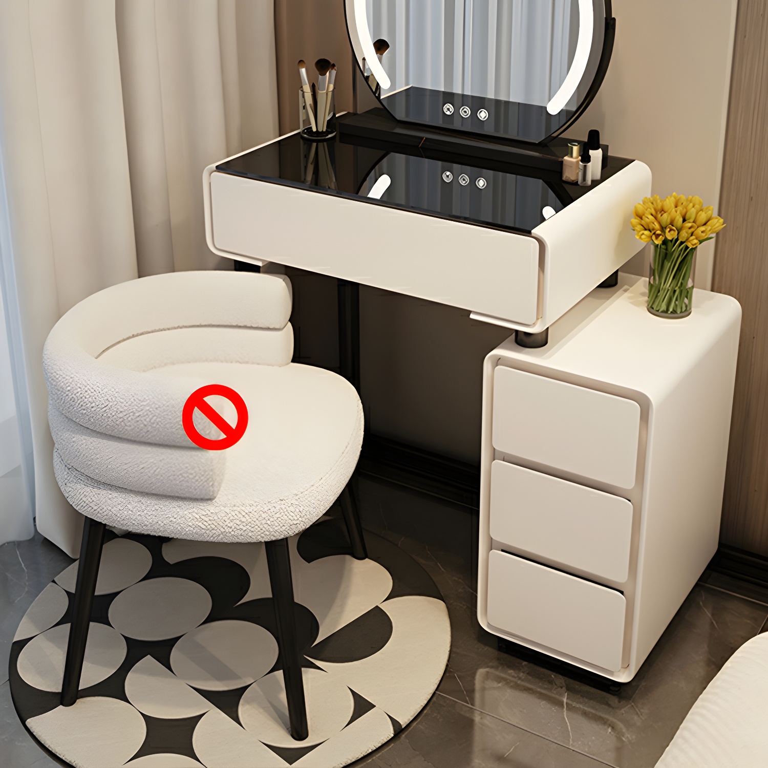 Solid Wood Stylish Makeup Vanity Set with Drawers in Modern Style - image 11