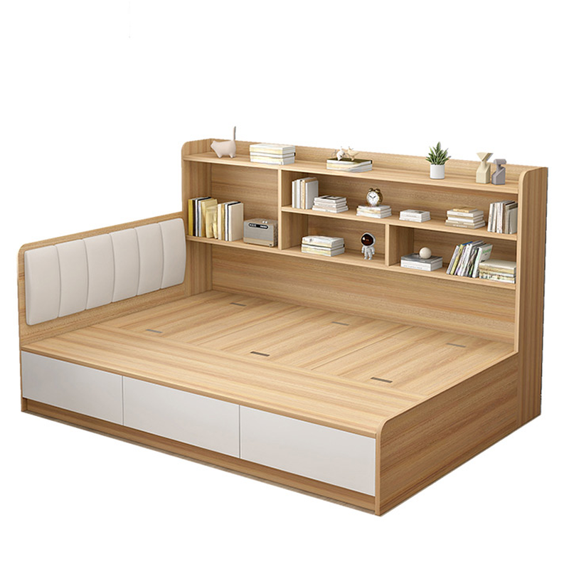 Unfinished Color Modern Tatami Bed with 3 Storage Boxes - image 3