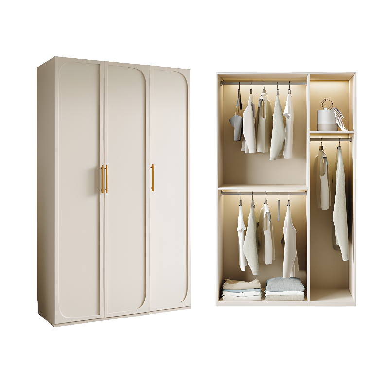 White Minimalist Wooden Wardrobe Closet with Soft Close Drawer, Soft Close Door, Interior Shelves, and Clothing Rod - image 6