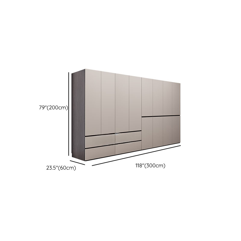 Light Gray Modish Manufactured Wood Independent Armoire Cabinet with 2 Drawers/4 Drawers, Interior Shelves, and Clothing Rod - image 19